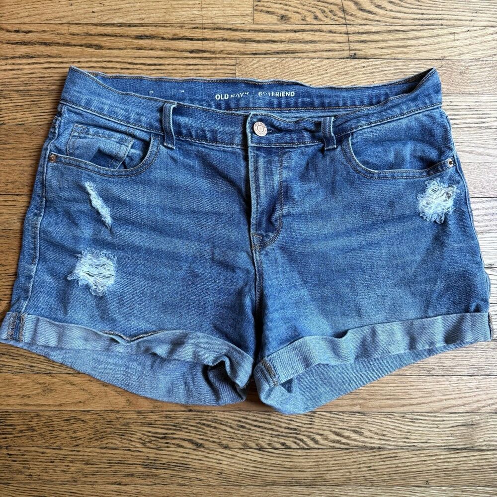 Old Navy Boyfriend Jean Shorts Womens 8 Mid Rise Distressed Denim Cuffed Summer